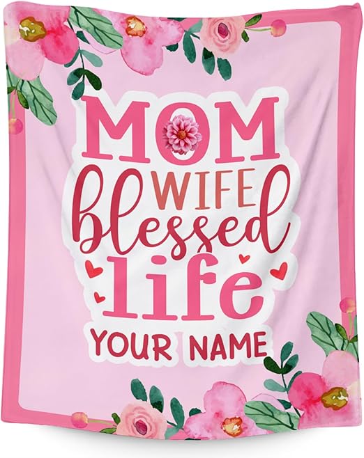 Custom Mothers Day Blankets - 30x40 Inches Fleece Throw for Mom Wife Daughter Sister - Soft Cozy Pink Fuzzy Blanket Gifts