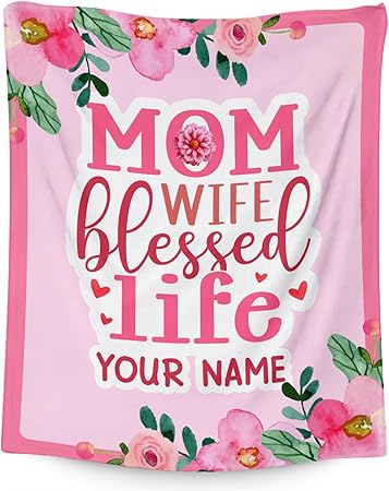 Custom Mothers Day Blankets - 30x40 Inches Fleece Throw for Mom Wife Daughter Sister - Soft Cozy Pink Fuzzy Blanket Gifts