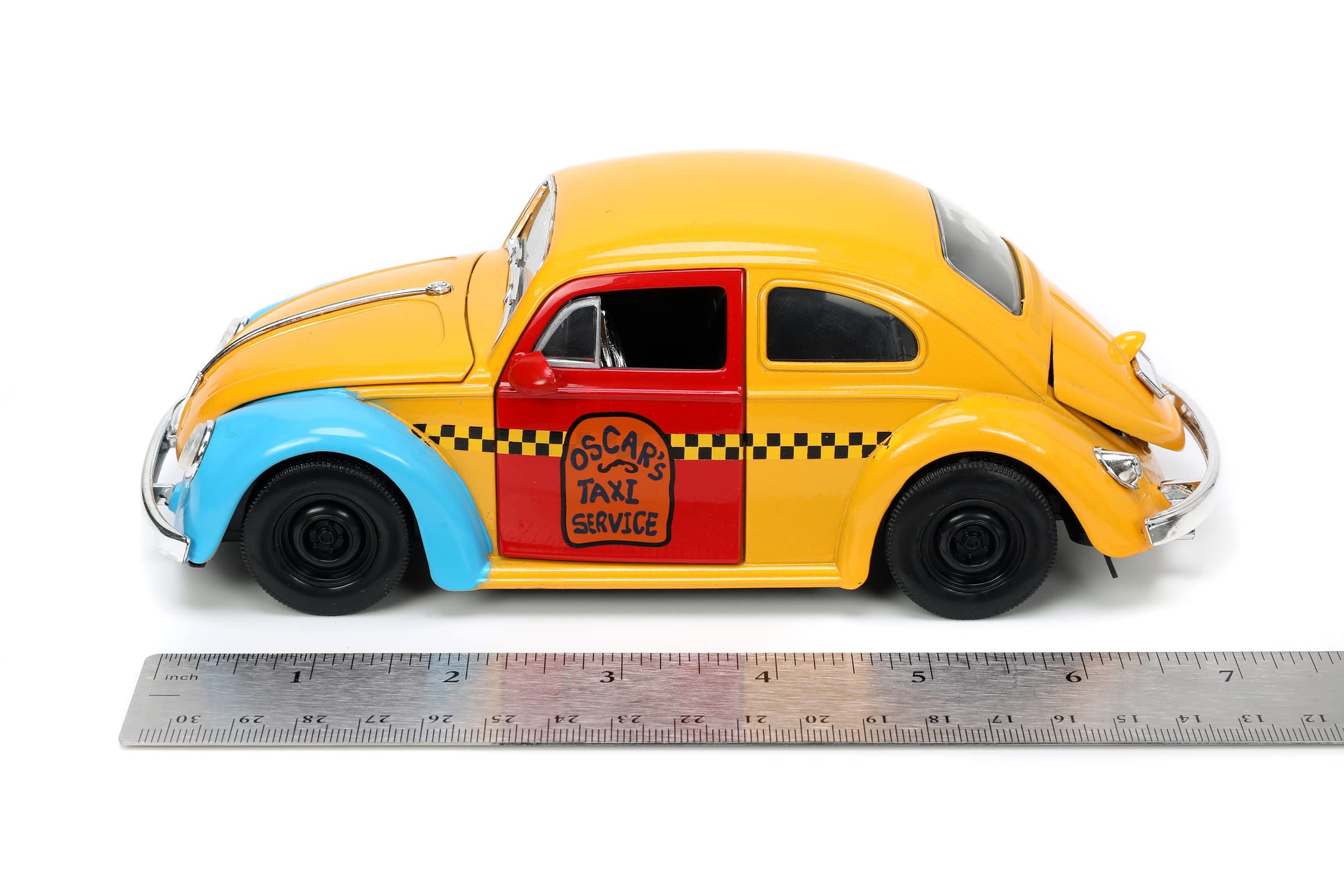 Jada Toys VW Käfer 1959 mit Figur Oscar aus der Sesamstraße - bunter Volkswagen Beetle (16,5 cm) aus Metall, für Auto-Sammler und Fans der Sesamstraße ab 8 Jahre