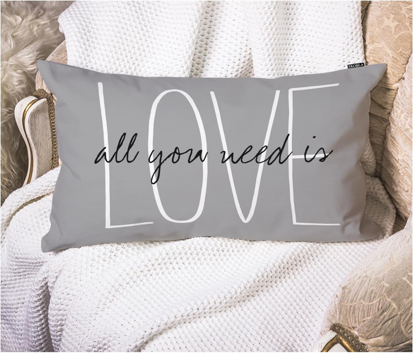 Love Script Holiday Red Cranberry Chevron Lumbar Decorative Cushion Cover Set