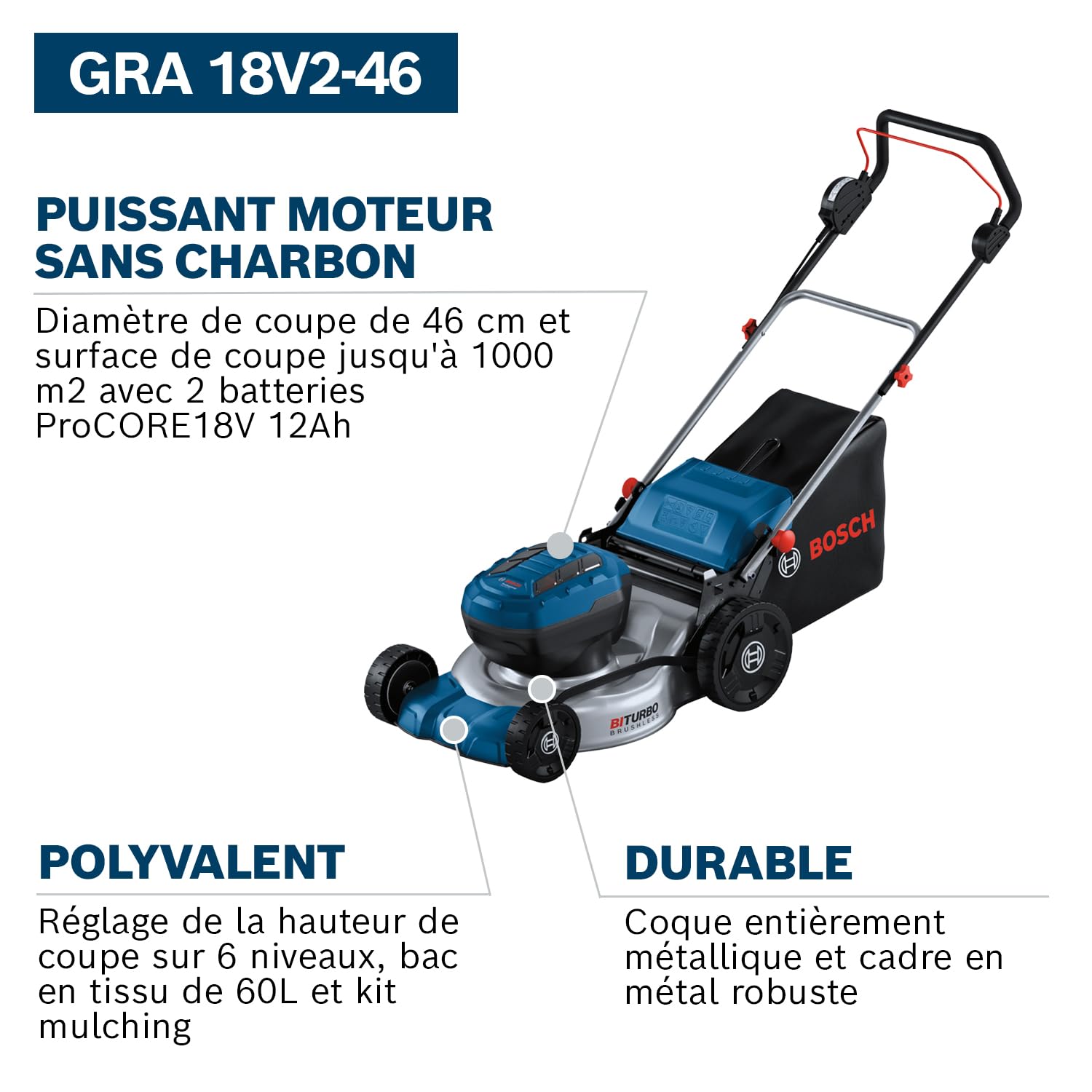 Bosch Professional 18V System tondeuse à gazon sans-fil GRA 18V2-46