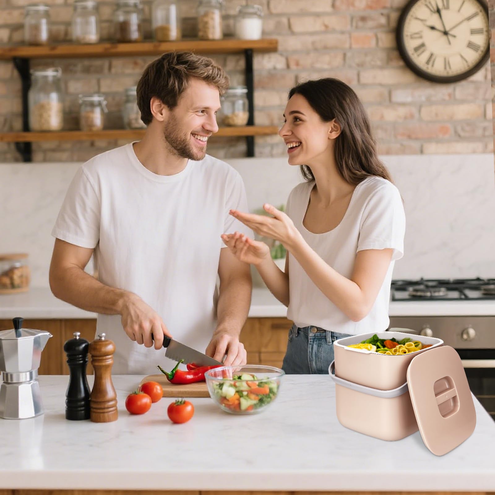Pattumiera Biologica da Cucina,Bidone per Compost da Cucina,Piccolo Contenitore per Rifiuti con Coperchio,Pattumiera Umido,Lavabile in Lavastoviglie,Cestino per La Spazzatura