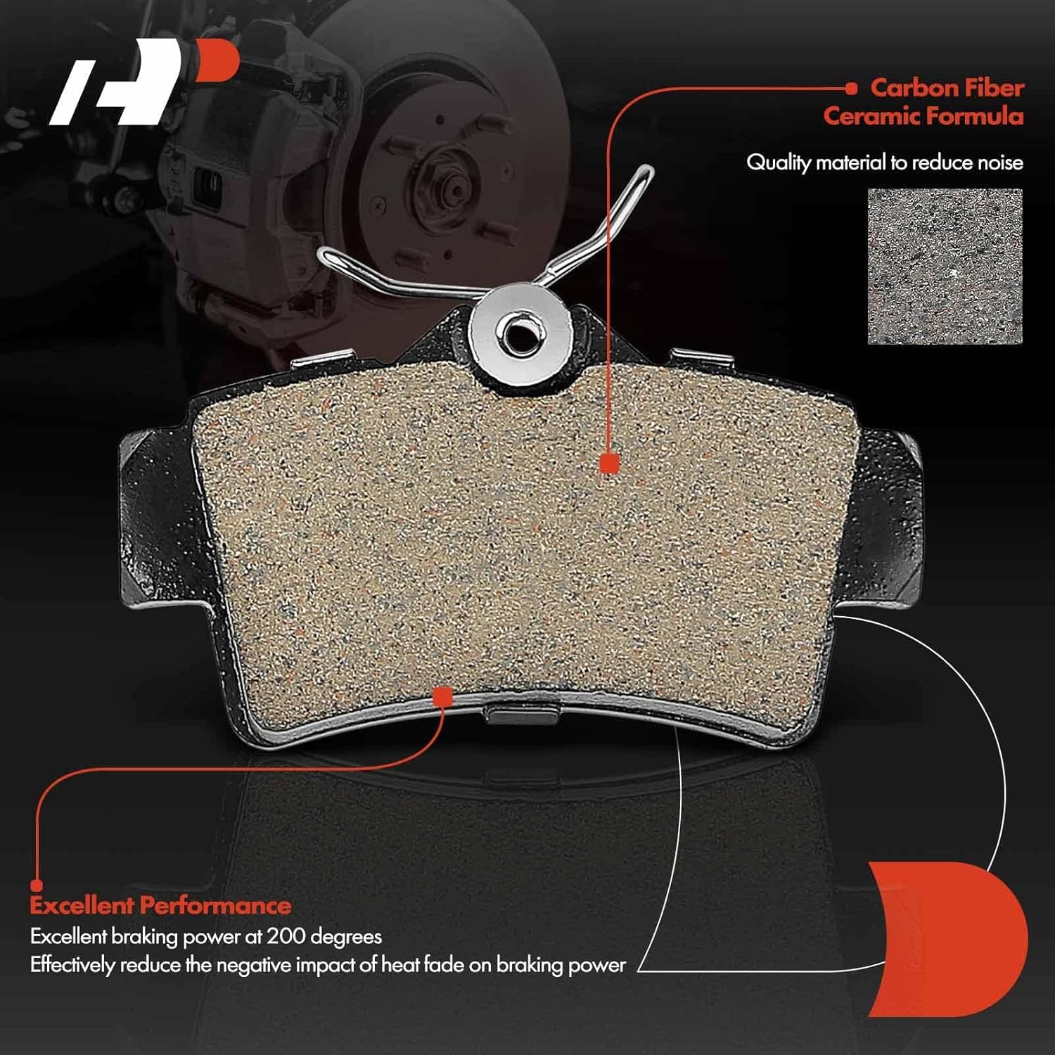 A-Premium Rear Ceramic Brake Pads Set Compatible with Ford Models - for Mustang 1994 1995 1996 1997 1998 1999 2000 2001 2002 2003 2004, with Hardware, 4-Pack