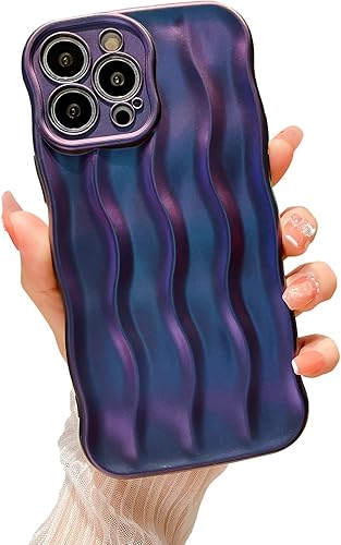 Funda con patrón de ondas de agua para iPhone 13 Pro Max, TPU suave, a prueba de golpes, cubierta trasera protectora de cámara para mujeres y niñas,
