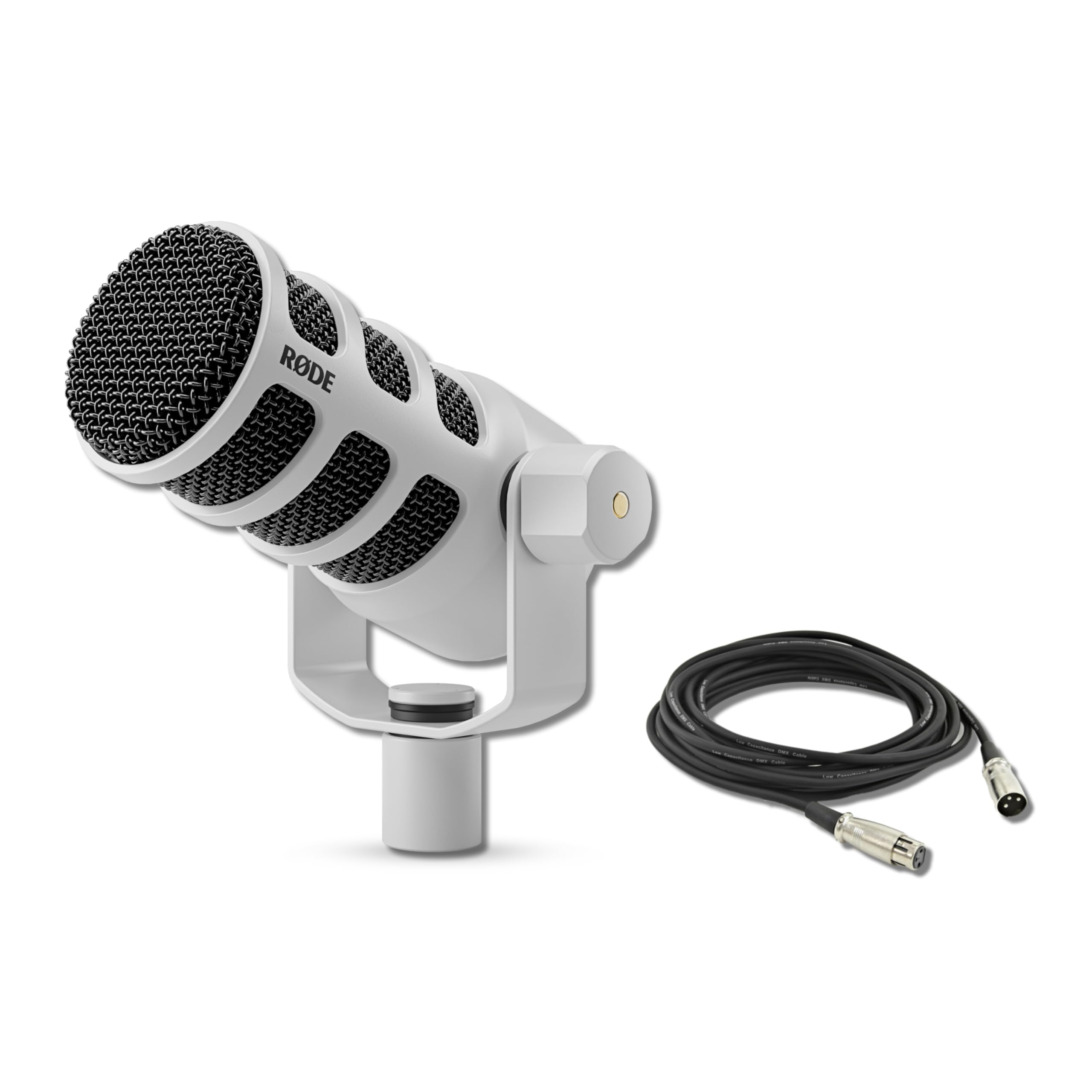 Rode PodMic Cardioid Dynamic Broadcast Microphone (White) with XLR