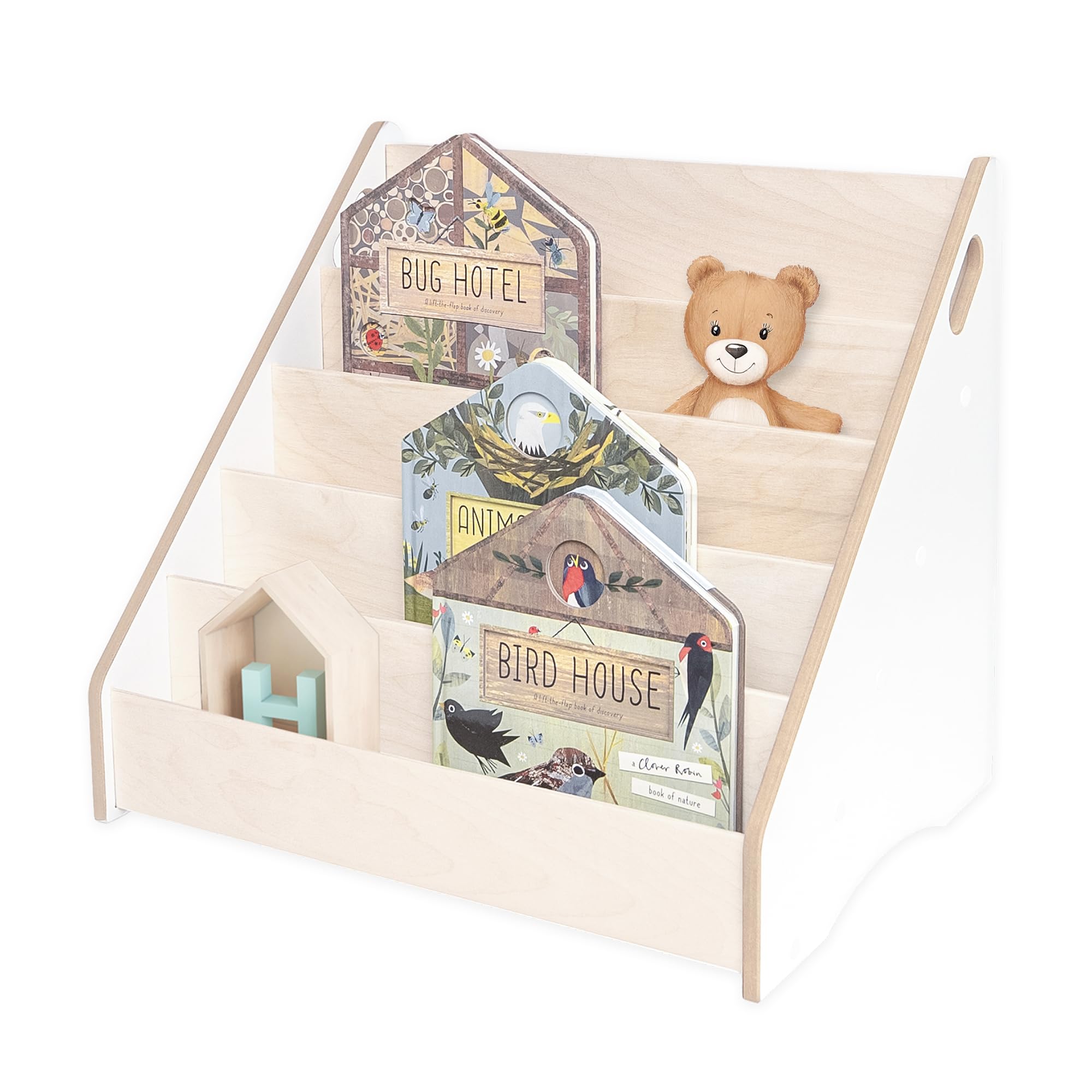 MAMOI® Bücherregal für Kinder, Bücherkiste für kinderzimmer, Book Shelf, Buchregal, Wandregal kinderregal, Kinderbücherregal, Bücherbank aus Holz, Kindermöbel für kleines Kind Montessori