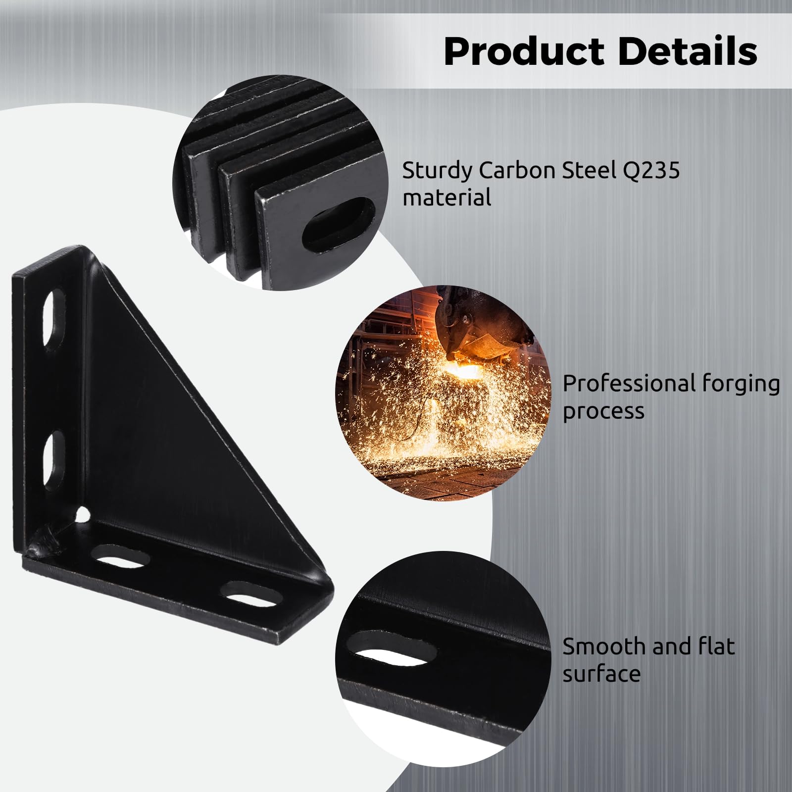 Yeesport 4 Pcs 90 Degree Gusseted Fittings For Unistrut - Carbon Steel Q235, 4 Hole Corner Brace For 1-5/8" Channel