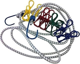 iapyx elastyczna linka do wieszania prania z 8 powlekanymi klamerkami, 190 – 240 cm