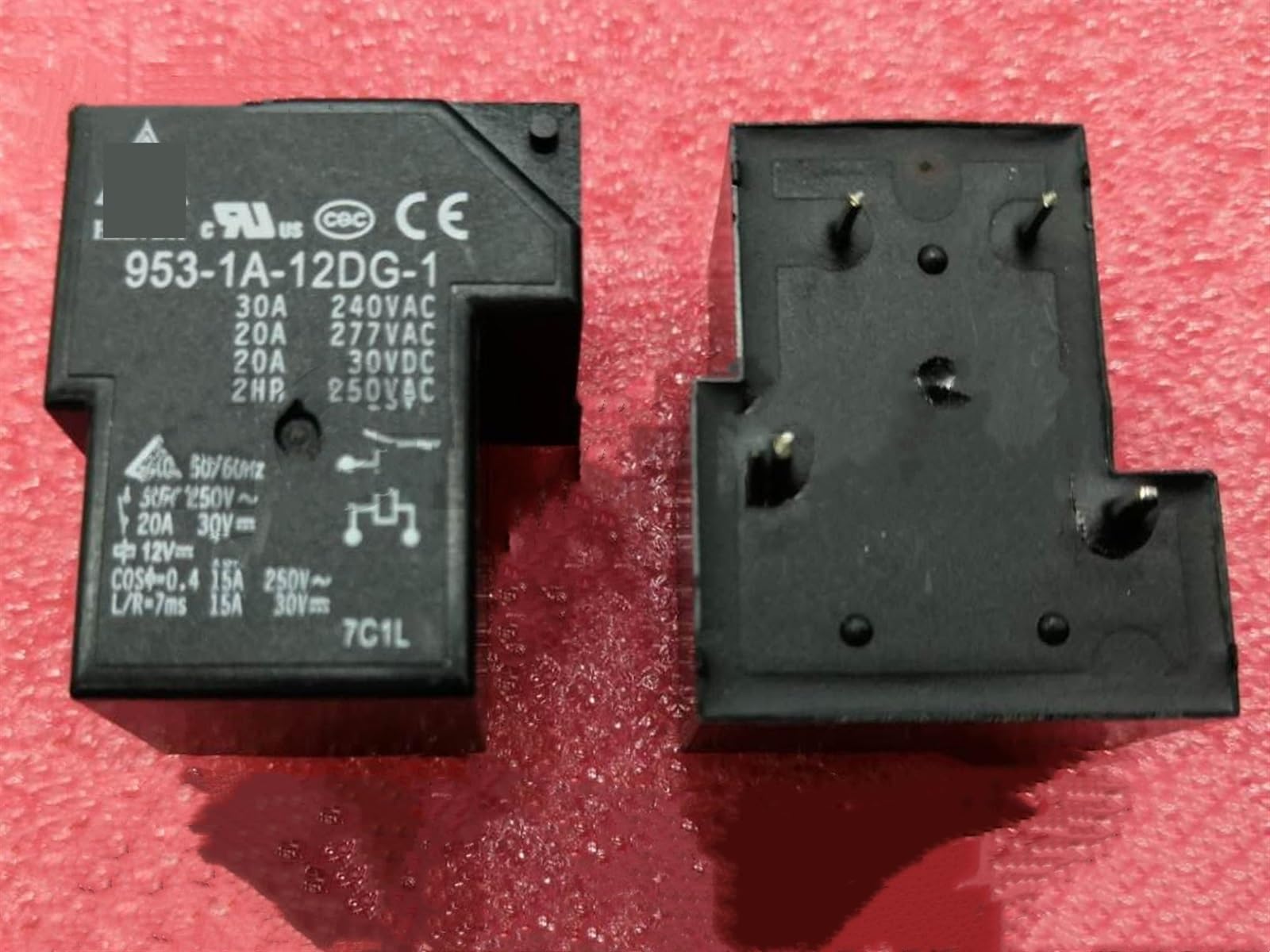 Relais 953-1A-12DG-2 12V dc 953-1A-24DG-2 24V dc 953 1A 12DG 2 12V 24V 220VAC 5 broches 30A, 10 pièces/lot (Size : 953 1A 12DG 1)
