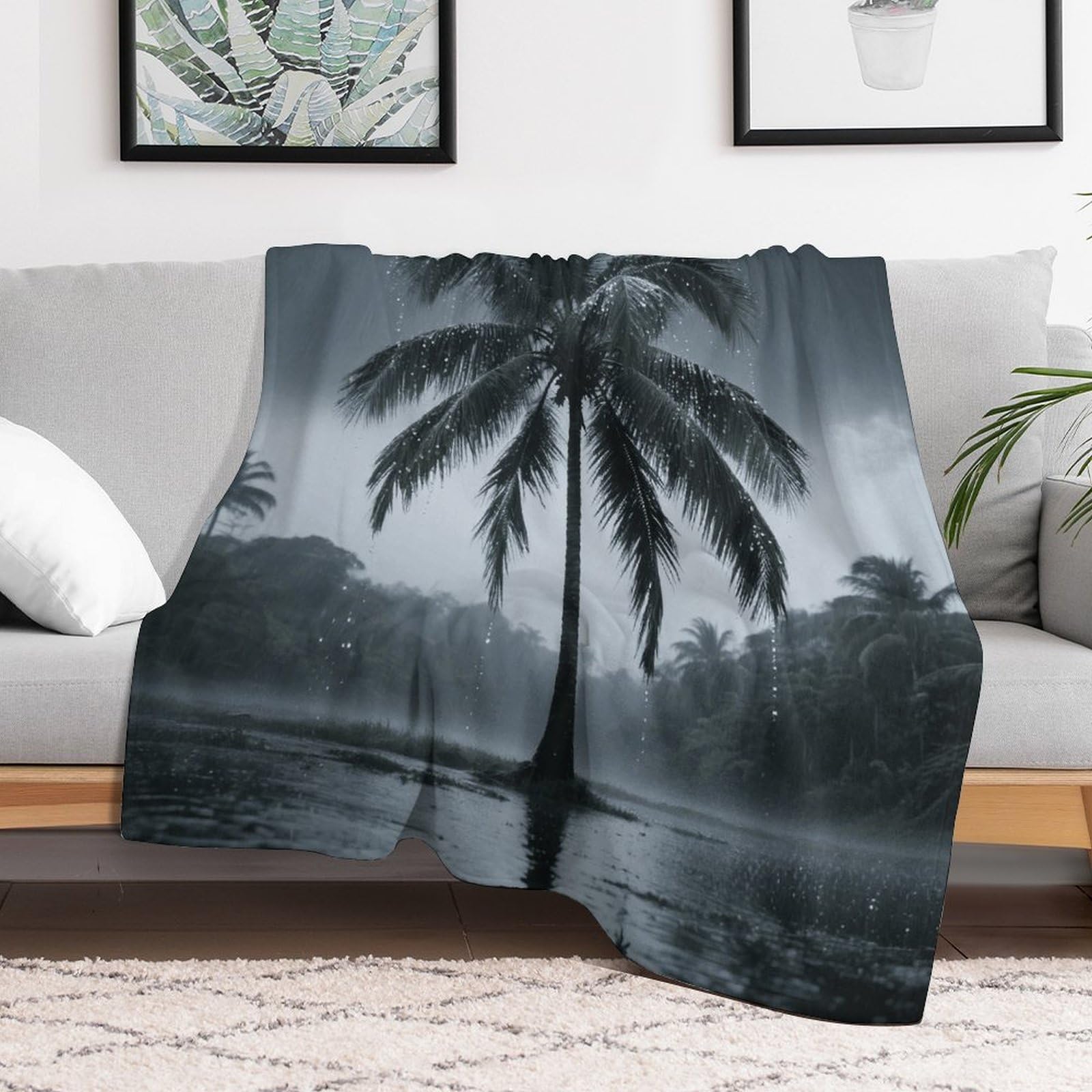 Custom Plam Tree Blanket Lightweight Flannel Fleece Throw for Couch Sofa Bed Luxury Soft Cozy Plush Lap Bedtime Blanket for All Seasons Bedroom Home Decor Gifts 30x40