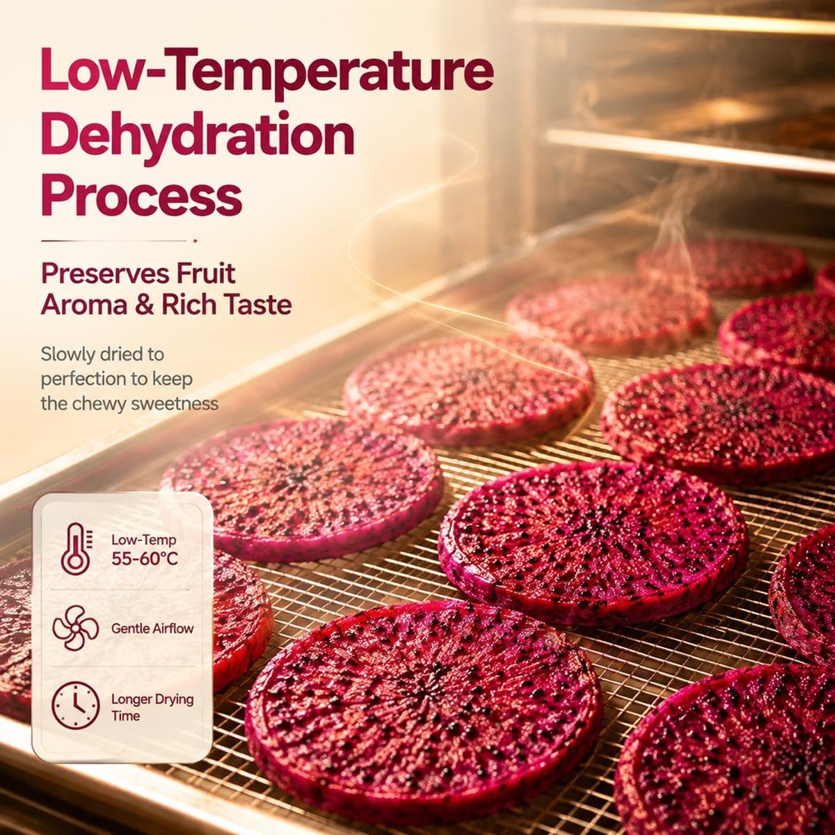 Pitahaya Roja Deshidratada, Fruta Del Dragón, Corte Grueso, 250g