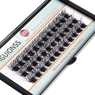 EONFAVE False Eyelashes Individual Natural Eyelash Individual Lashes Cluster for DIY at Home, Soft Fluffy Individual Cluster Lash Extensions, 50D/Curl C/12mm Length, Black