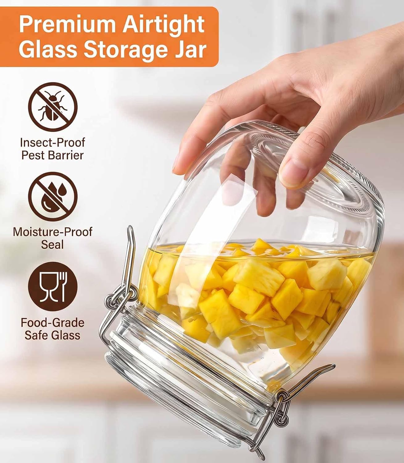 34 oz Glass Jars 4Pack with Airtight Lids,Wide Mouth Food Storage Canisters