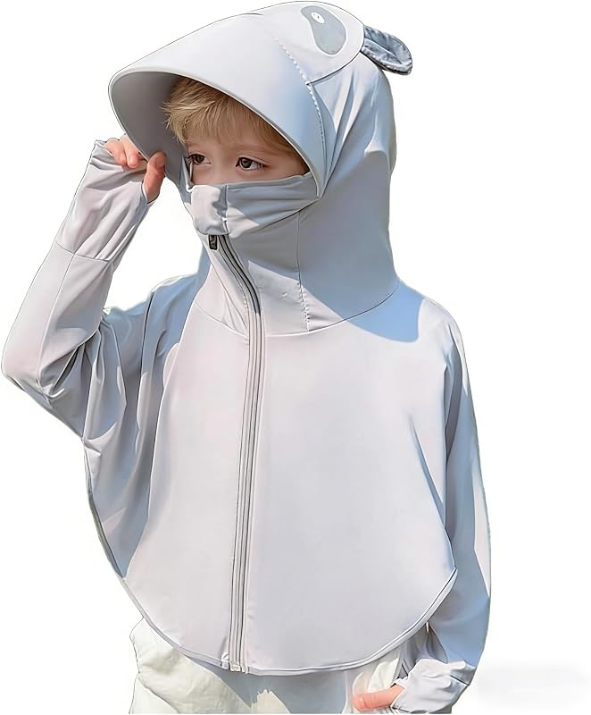 Kids Sun-Protection-Jacket Lightweight Breathable Hoodie Girls Boys Camping