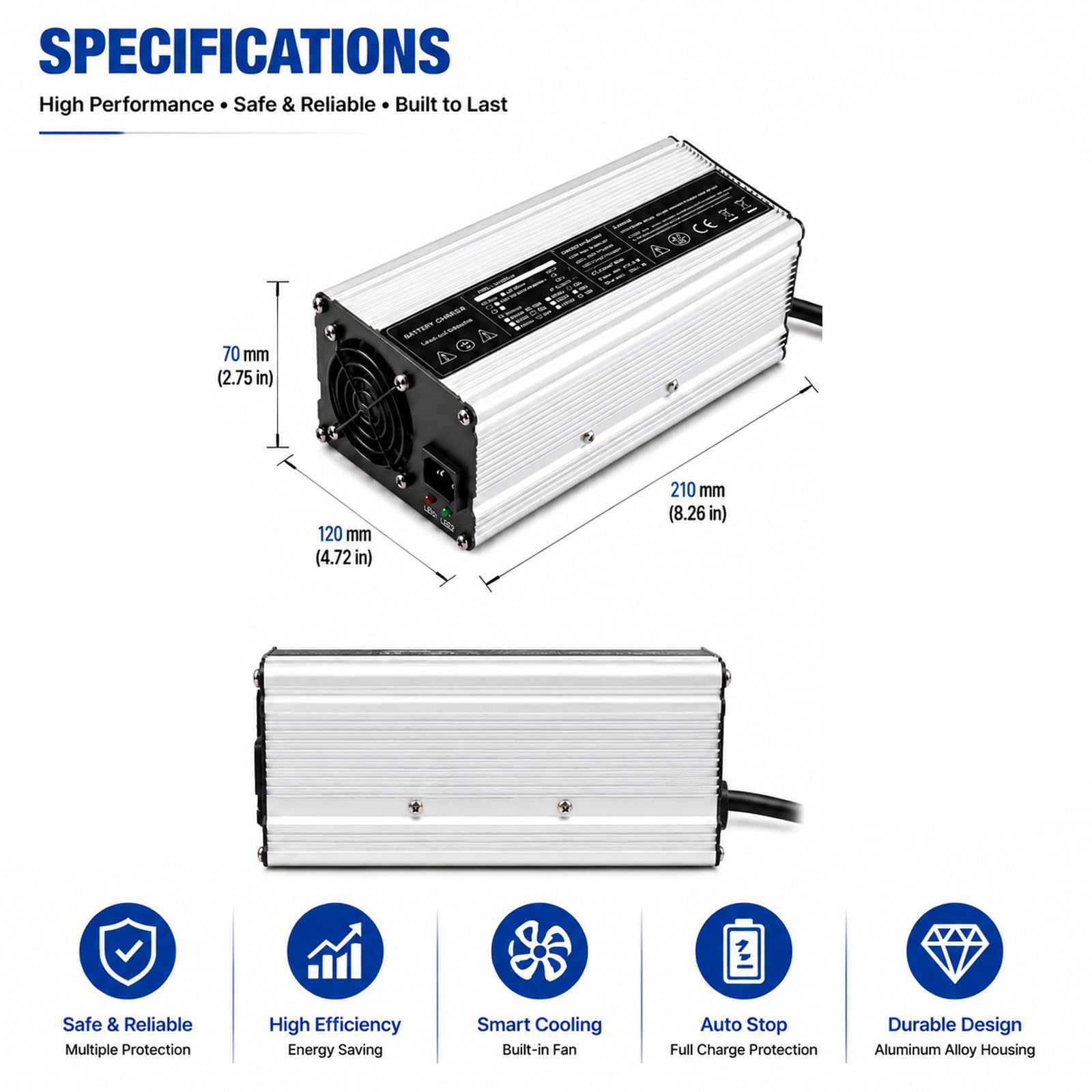 Cargador De Batería De Mantenimiento De 60 V Y 12 A