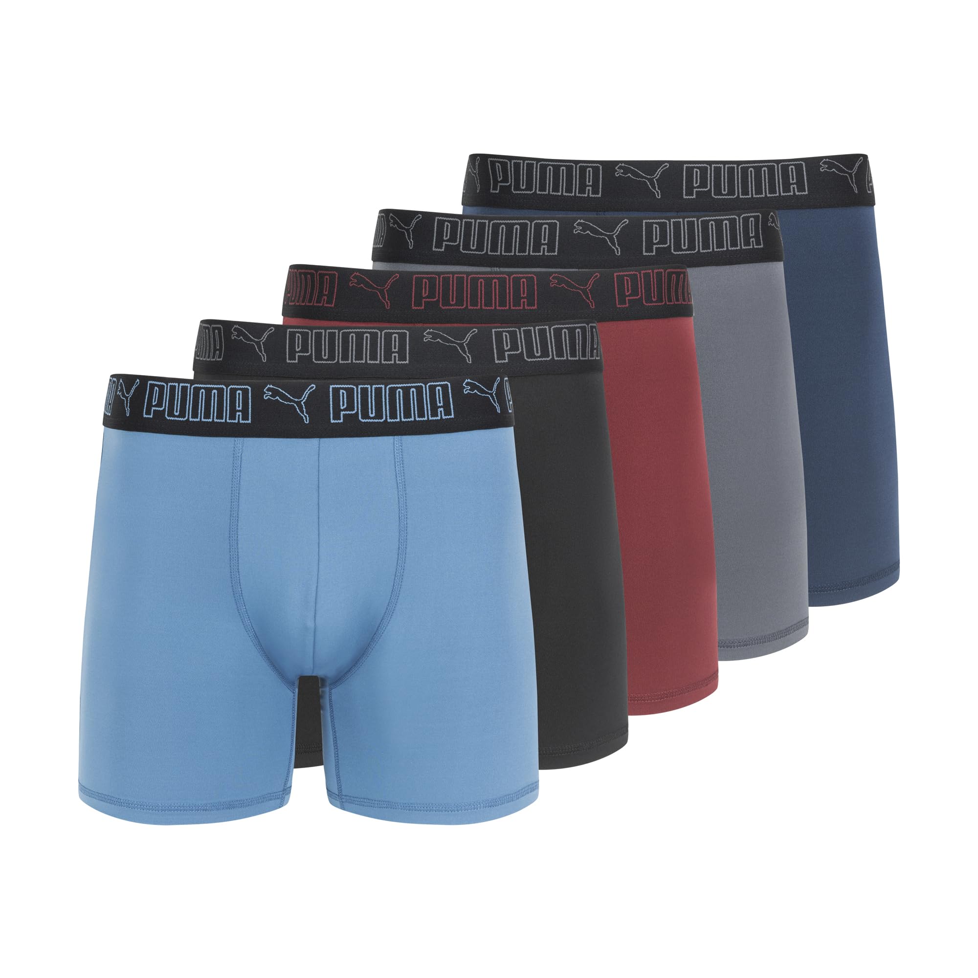 

                                                    PUMA Men's 5 Pack Performance Boxer Briefs, Navy/P