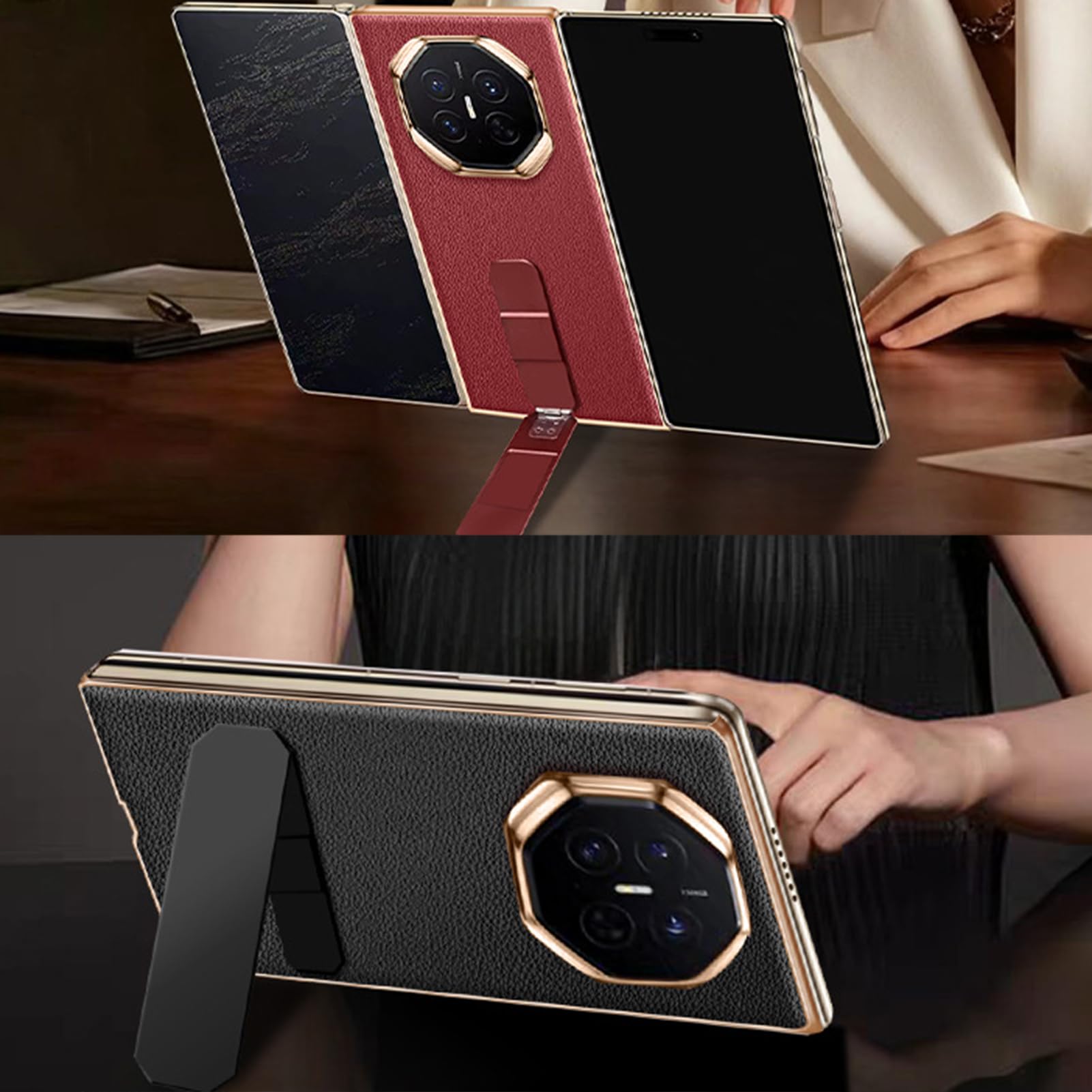 Pokrowiec ochronny do Huawei Mate XT2, składany stojak liczi blizny skóra