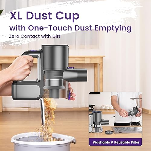 Miniatura 7 de Aspiradora inalámbrica, 40 kPA35 minutos, luz LED verde, aspiradora ligera de pie, aspiradoras para el hogar, aspiradora de mano para pelo de