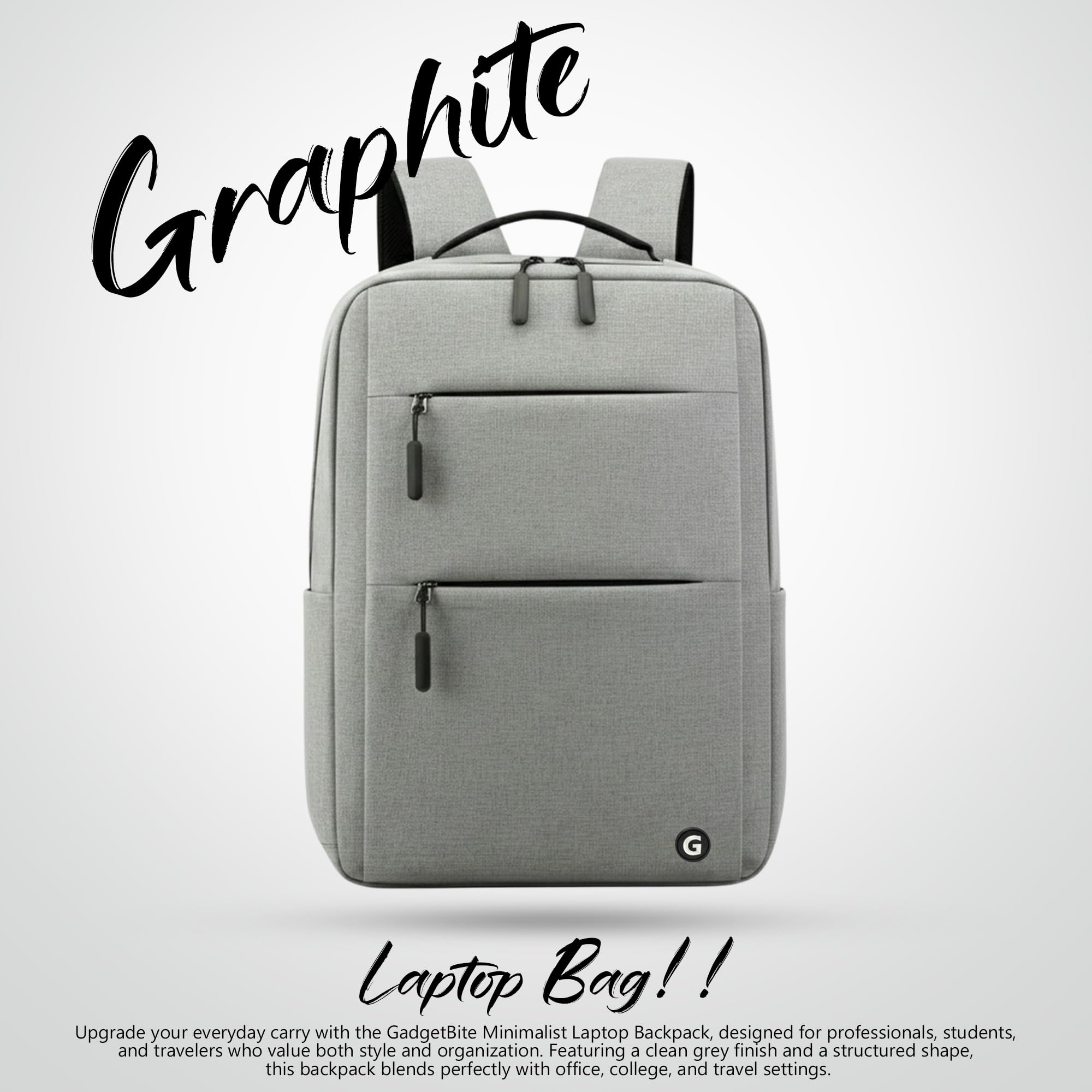 GadgetBite Graphite 20L Laptop Backpack with 15.6" Laptop Compartment, USB Charging Port, Organiser Pockets and Bottle Holder. Ideal for Office, College and Travel — Amazon image 2