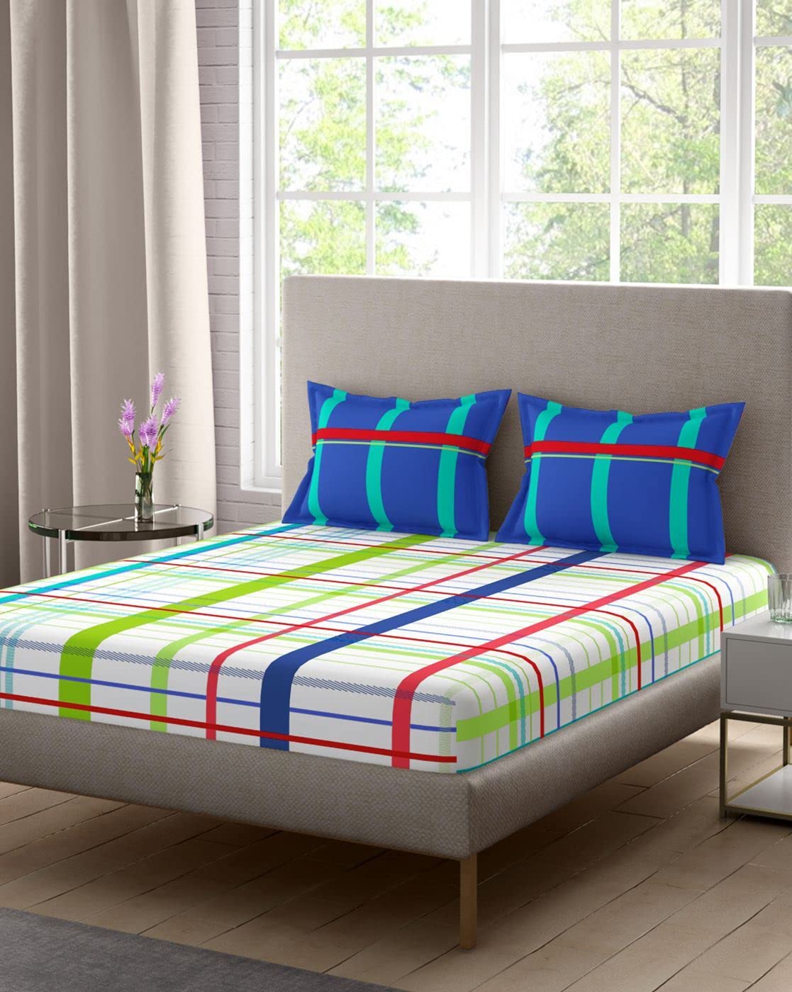 Portico New York Galaxy 100 Cotton Printed 1 Double Bedsheet with 2 Pillow Cover Multicolour