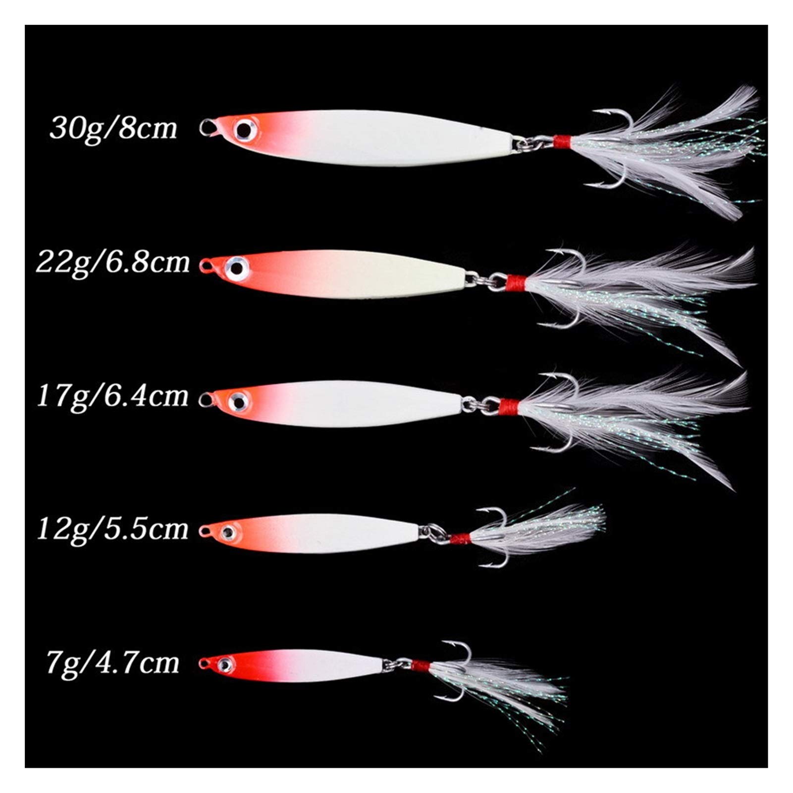 12 pièces leurres en métal 7g 12g 17g 22g 30g gabarits en métal cuillère de pêche appât coulant leurre gabarits Vibration Lame for brochet Bar pêche en mer