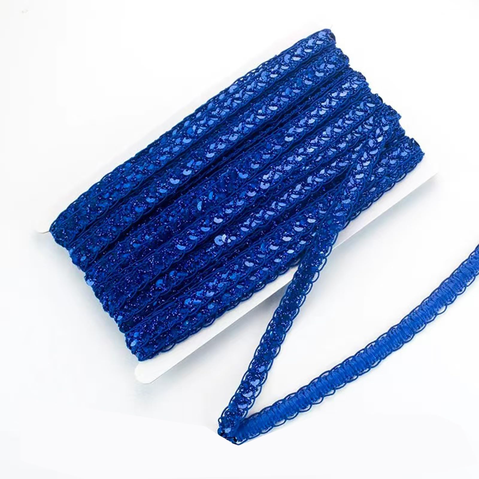 12M Blue Sequin Ribbon,Glitter Sequin Trim Fabric Paillette Ribbon Trim for Sewing Decoration,1CM