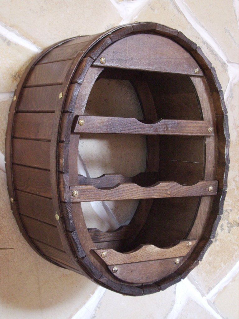 DanDiBo Weinregal Holz Wand Weinfass für 6 Flaschen Braun lackiert für die Wandmontage Wandregal zum aufhängen Flaschenregal