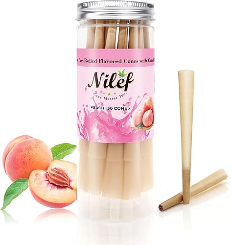 Conos de papel preenrollados de tamaño 1-14 con conos preenrollados con sabor a durazno reventado, 30 conos, papel preenrollado natural sin