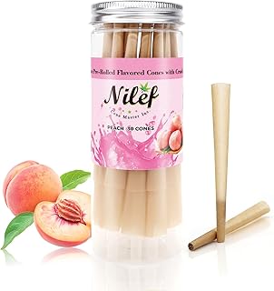 Flavored Pre Rolled Cones | 30 Pack Natural Slow-Burning Cones Rolling Paper | 84mm 1 1/4 Size Rolling Paper Cones with "W" Filter Tip (K8302)