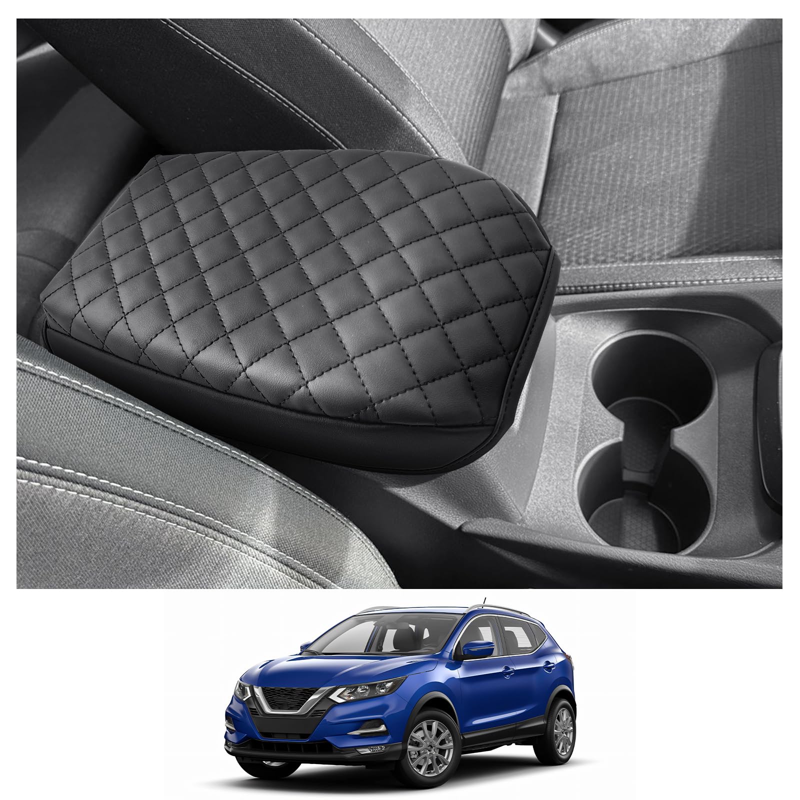 CDEFG Kompatybilny z Nissan Qashqai J12 2021-2024 2025, podłokietnik środkowy, osłona podłokietnika, osłona ochronna, osłona na konsolę środkową, podłokietnik ze sztucznej skóry, akcesoria samochodowe