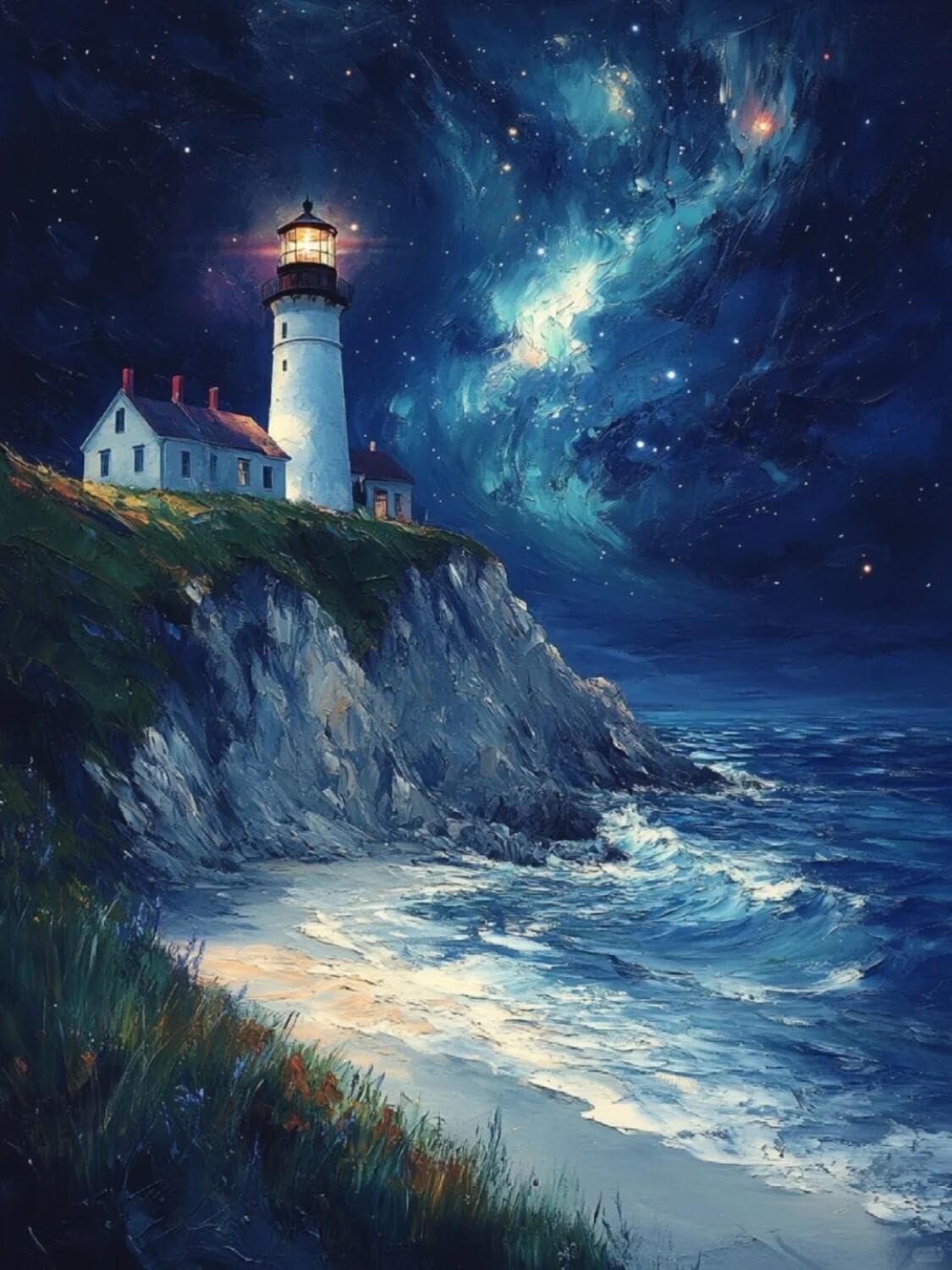 Rqwybcaxn Embroidery Beads Kit Lighthouse 40x50cm