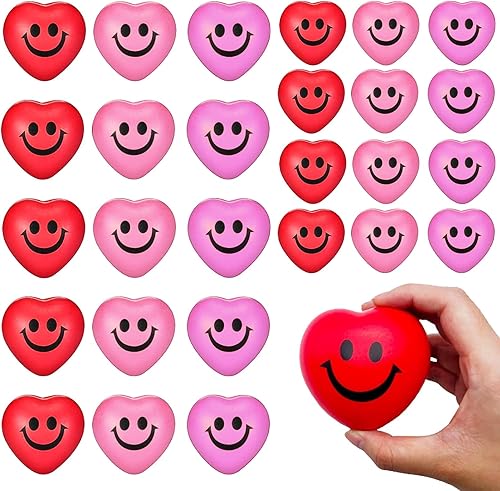 Miniatura 3 de 30 bolas antiestrés con forma de corazón, bolas sonrientes para apretar, mini bola facial, alivio del estrés en forma de corazón para recuerdos de
