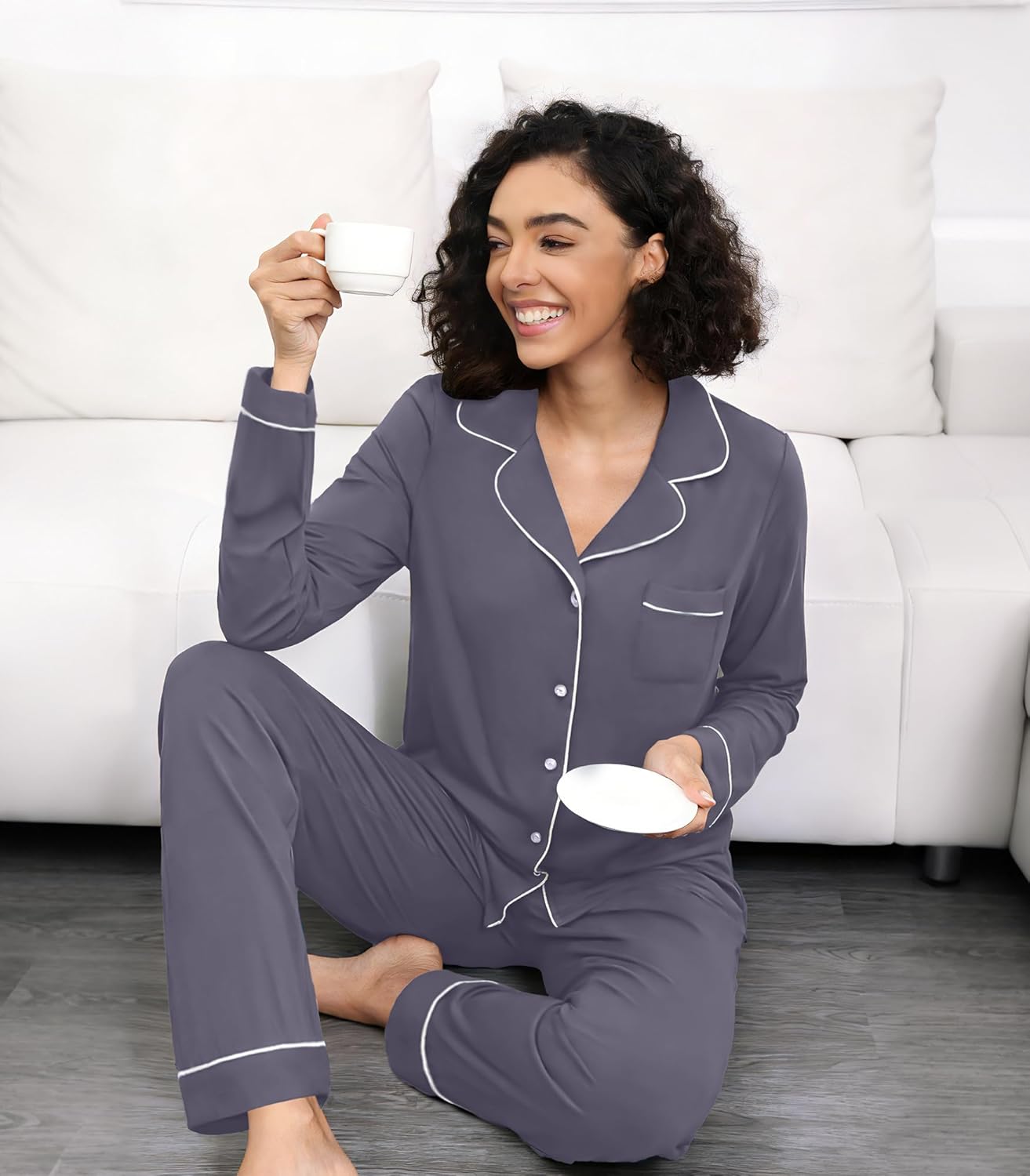 WiWi Viscose from Bamboo Women's Pajamas Set Super Soft Button Down Top and Pants Sleepwear Cooling Pjs S-3X - Image 2