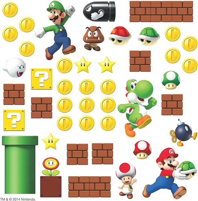 Stickers Repositionnables Nintendo Super Mario - Décoration Murale Enfant