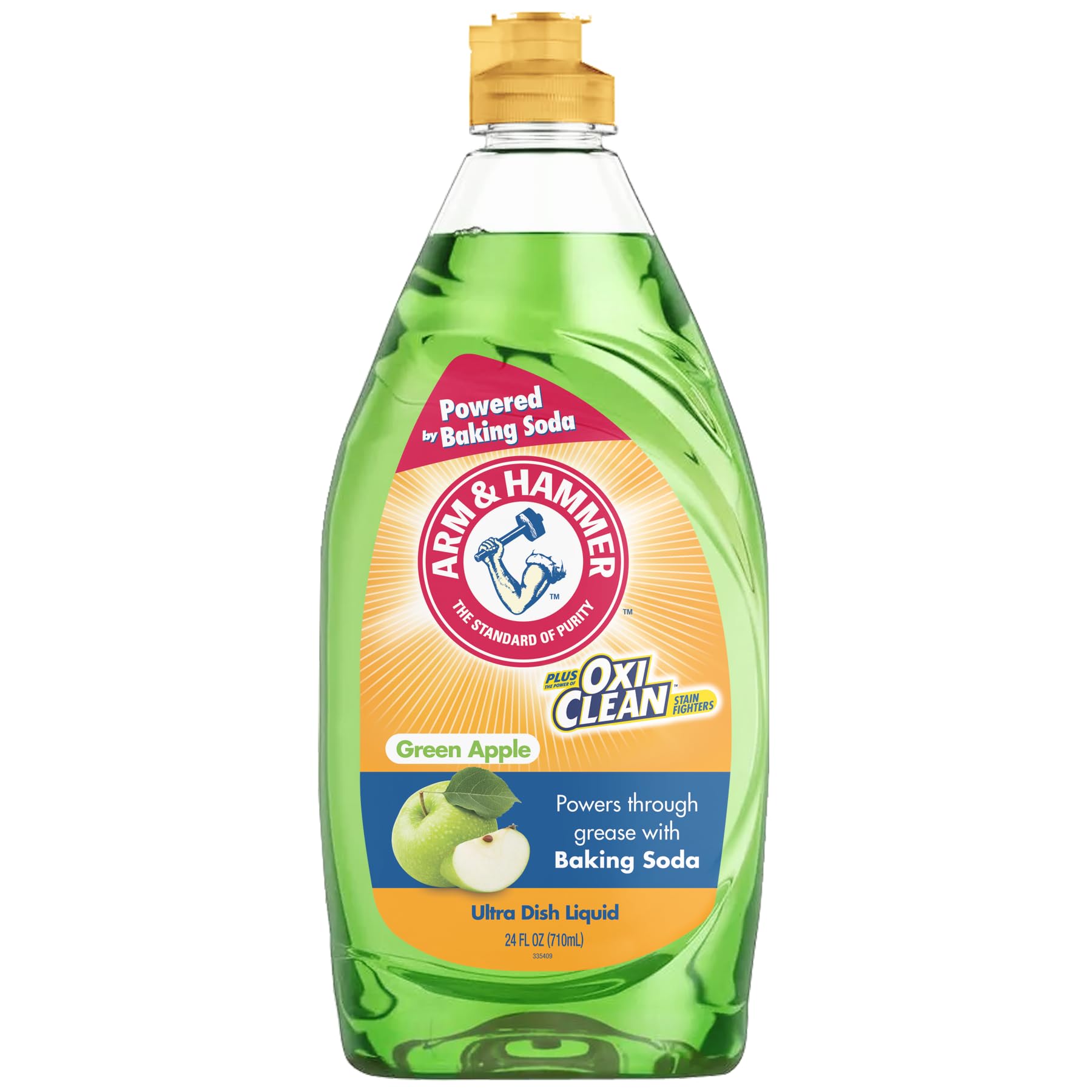 Arm Hammer OxiClean Dish Soap Crisp Apple Scent 24 oz Powerful Grease-Cutting Liquid Dish Detergent