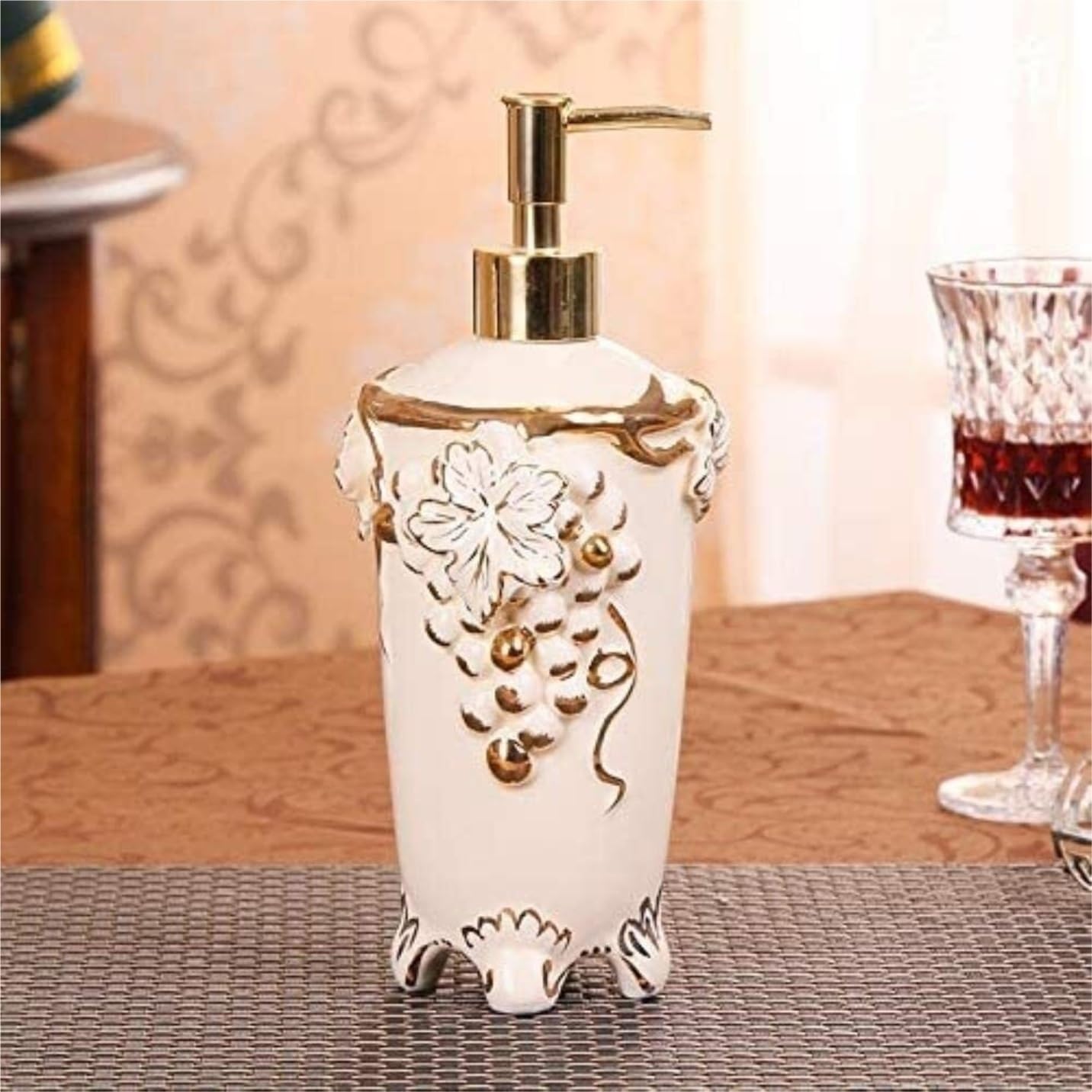 Set Dispensador Jabón Juego De 5 Accesorios para Baño, Jabonera, Botella Loción, Vaso, Soporte para Cepillo Dientes Baño