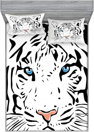 Miniatura 222 de Ambesonne Juego de sábanas bajeras y fundas de almohada de los años 90, patrón geométrico en estilo retro, formas redondas de triángulo de media