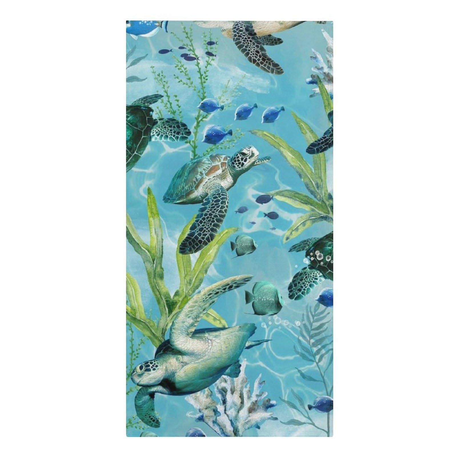 asbwuo Sea Turtle-Blue Beach Towels Extra Large Quick Dry Absorbent
