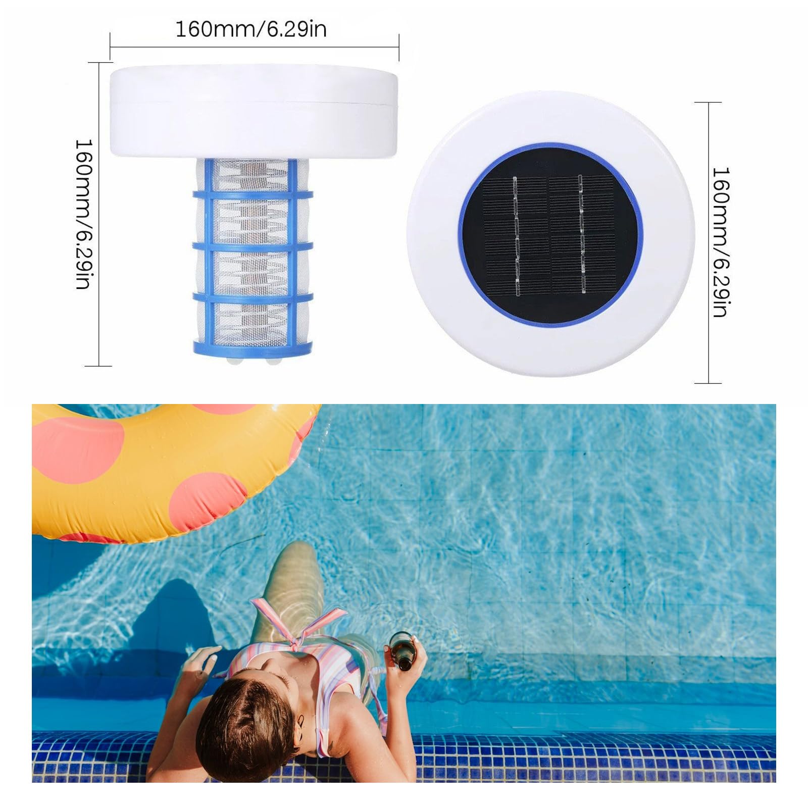Ionizador solar para piscina, ionizador de agua desinfección sin química, ionizador solar para estanque, piscina, fuente de spa y protección a largo plazo de la calidad del agua