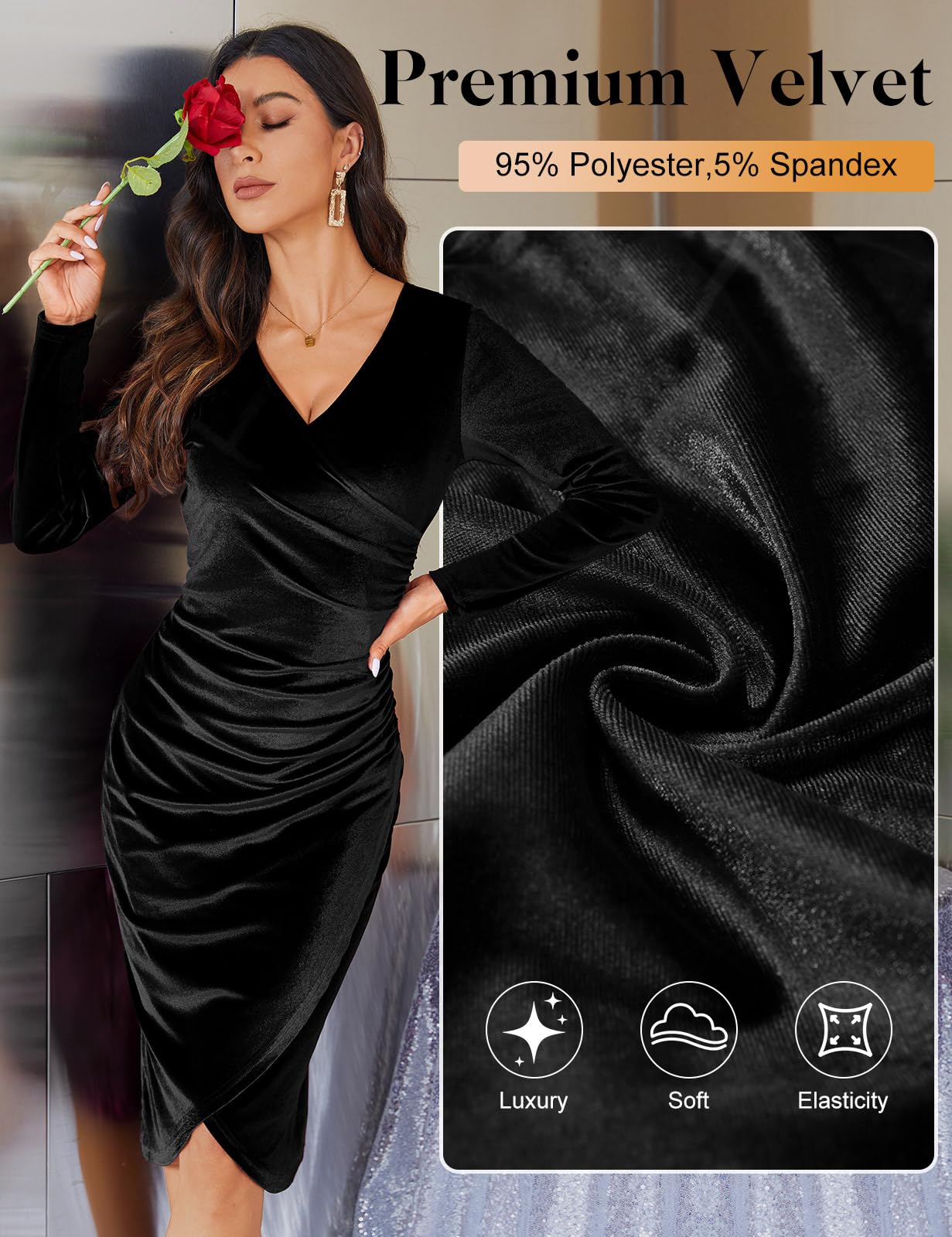 heekpek Robe de Soiree Femme Chic et Glamour Velours
