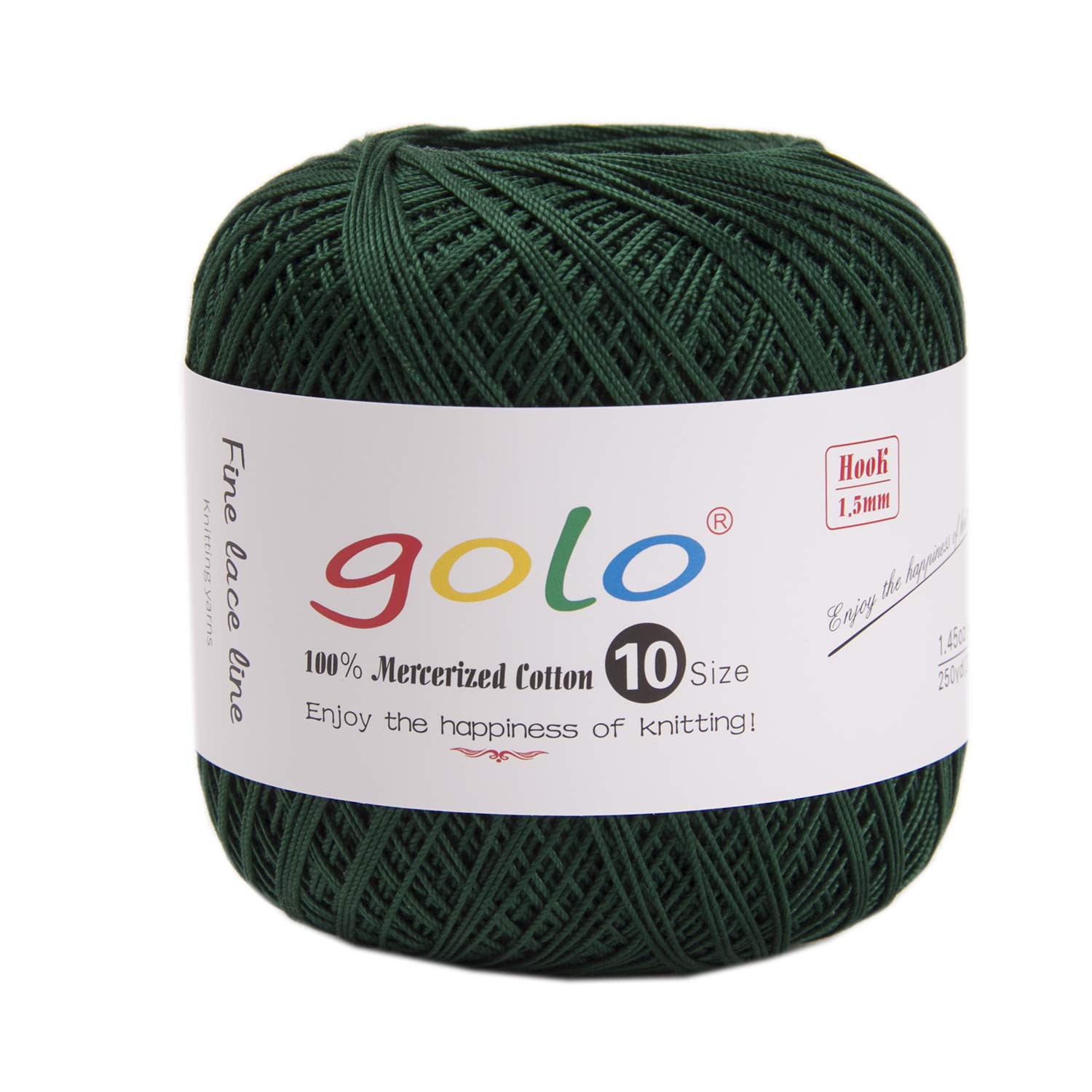 golo Crochet Thread for Begingers Size10 Blackish Green for Hand Knitting Evergreen 257