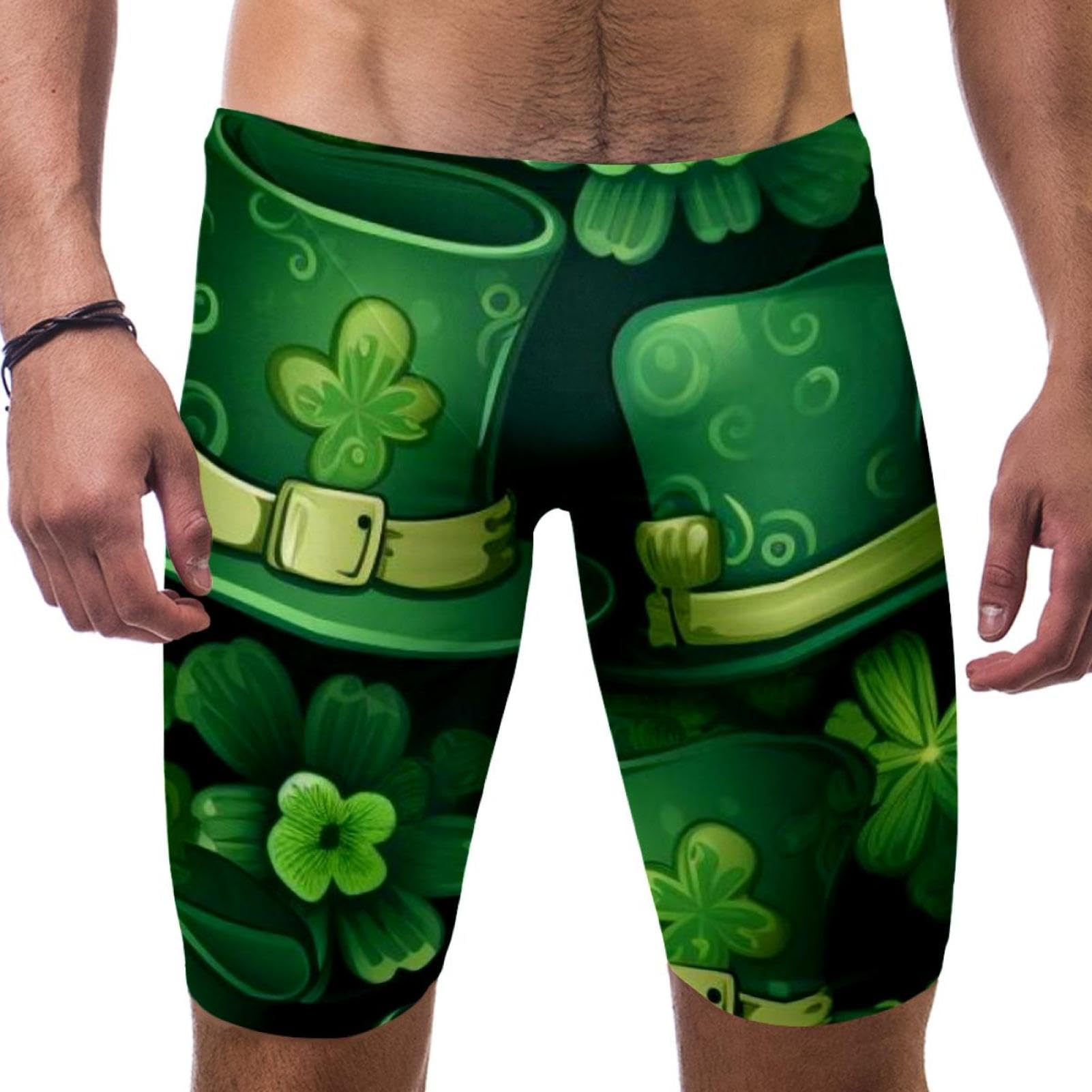 St Patrick's Day Swimsuit for Men & Boys,Competition Lap Swim Suit, Square Leg Endurance Training Multicoloured