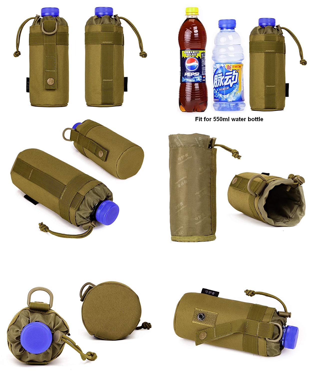 Borsa Bottiglia Outdoor,Borsa per Borracce Portabottiglie Militare per Campeggio Escursionismo Ciclismo 550ml