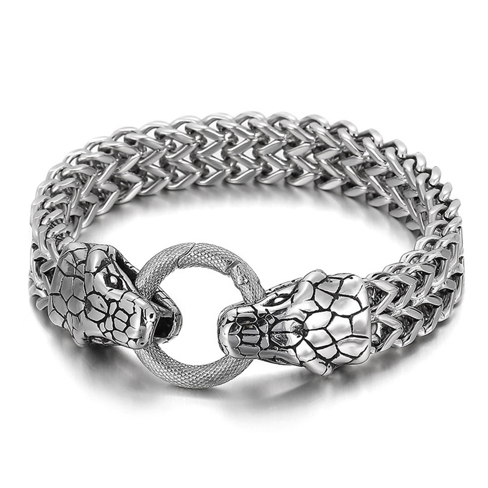 Bracciale Acciaio Uomo, Bracciale Uomo Catena Argento Forma Zodiaco a Doppia Trama Regalo di Compleanno Braccialetto