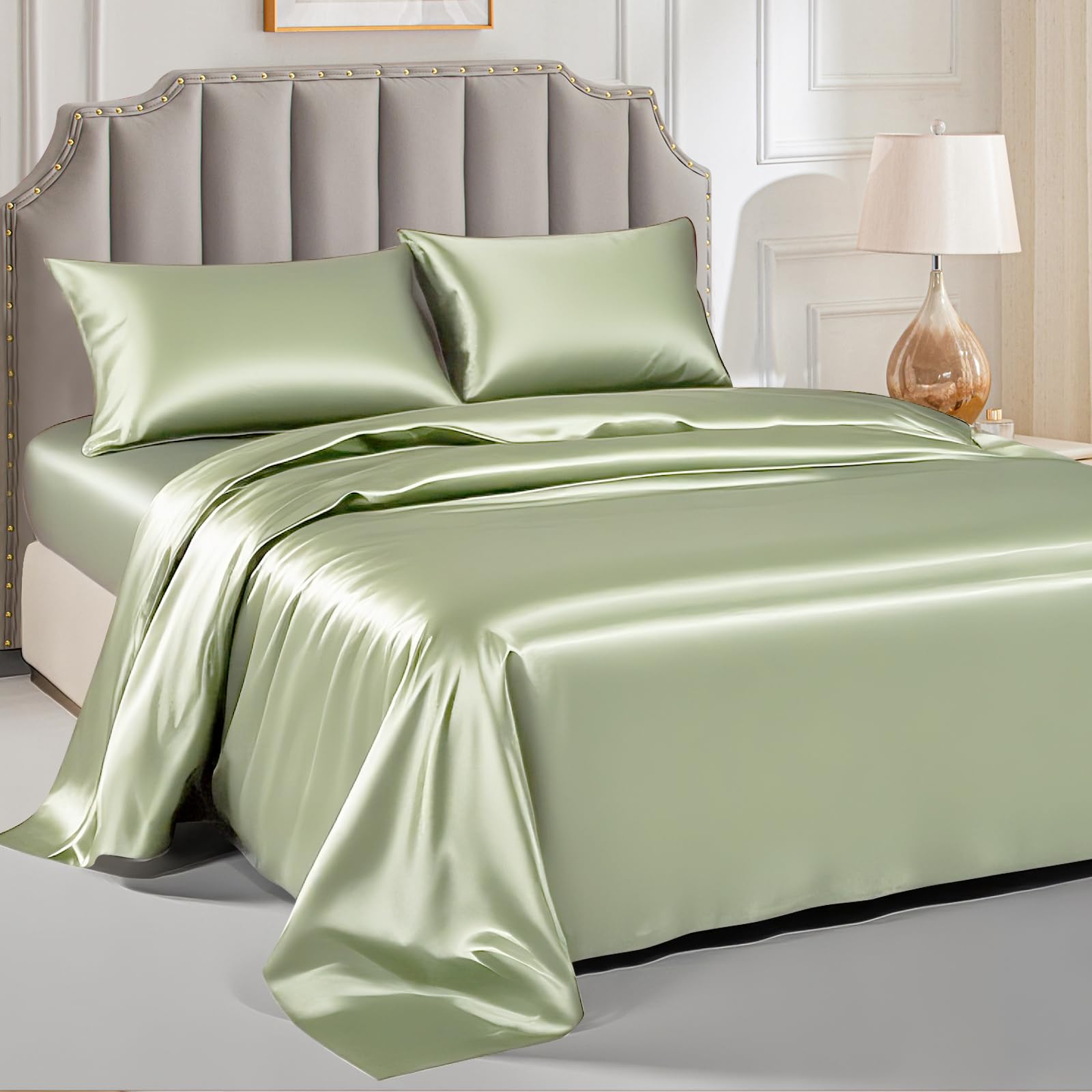 FreshCulture Satin Sheets Twin XL Bed Set - 3 Piece Luxury Soft Silky Bed Sheets Similar to Silk