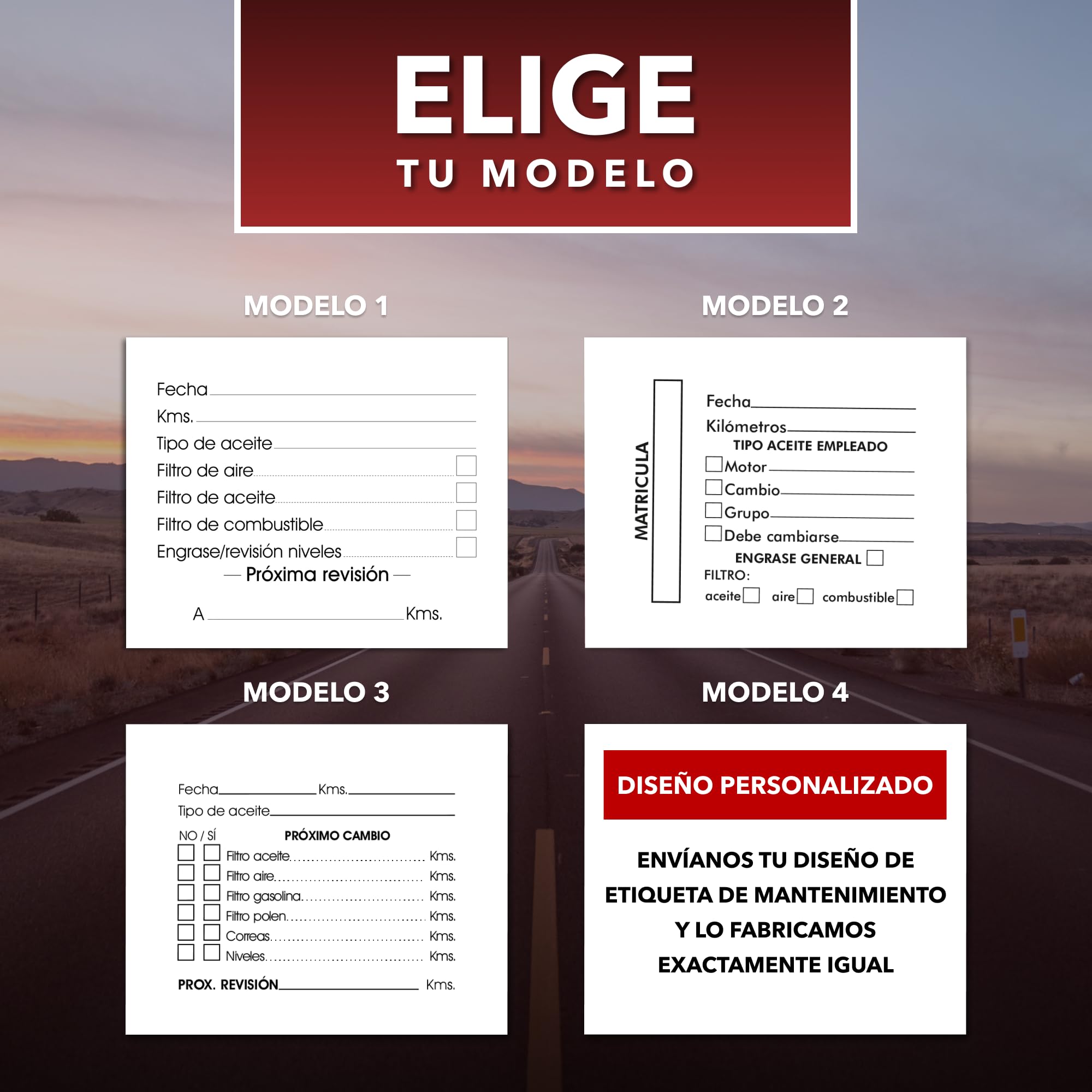 Autodomy Tarjetas Cambio Aceite Coche para Cristal Horizontal 6x5cm Personalizables | Set Pegatinas Adhesivas Mantenimiento Coche Impermeables Ideal (Cristal)