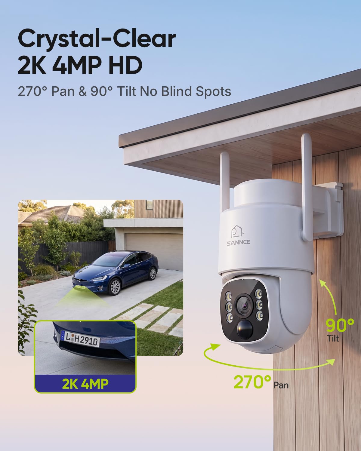 SANNCE 4MP PT Telecamera WiFi Esterno Senza Fili con Pannello Solare