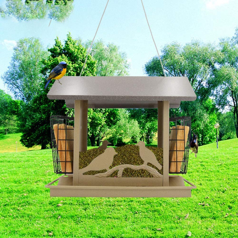 Comedero para Pájaros jaulas Alimentador de pájaros de Panorama al Aire Libre, con el alimentador de Aves Colgando del Techo for el Patio de la decoración del Patio del jardín fácil de Limpiar