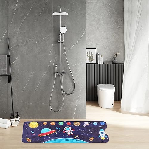Miniatura 5 de Alfombra de bañera antideslizante para niños y bebés, de 40 x 16 pulgadas, extra larga, antideslizante, con ventosas y orificios de drenaje, color