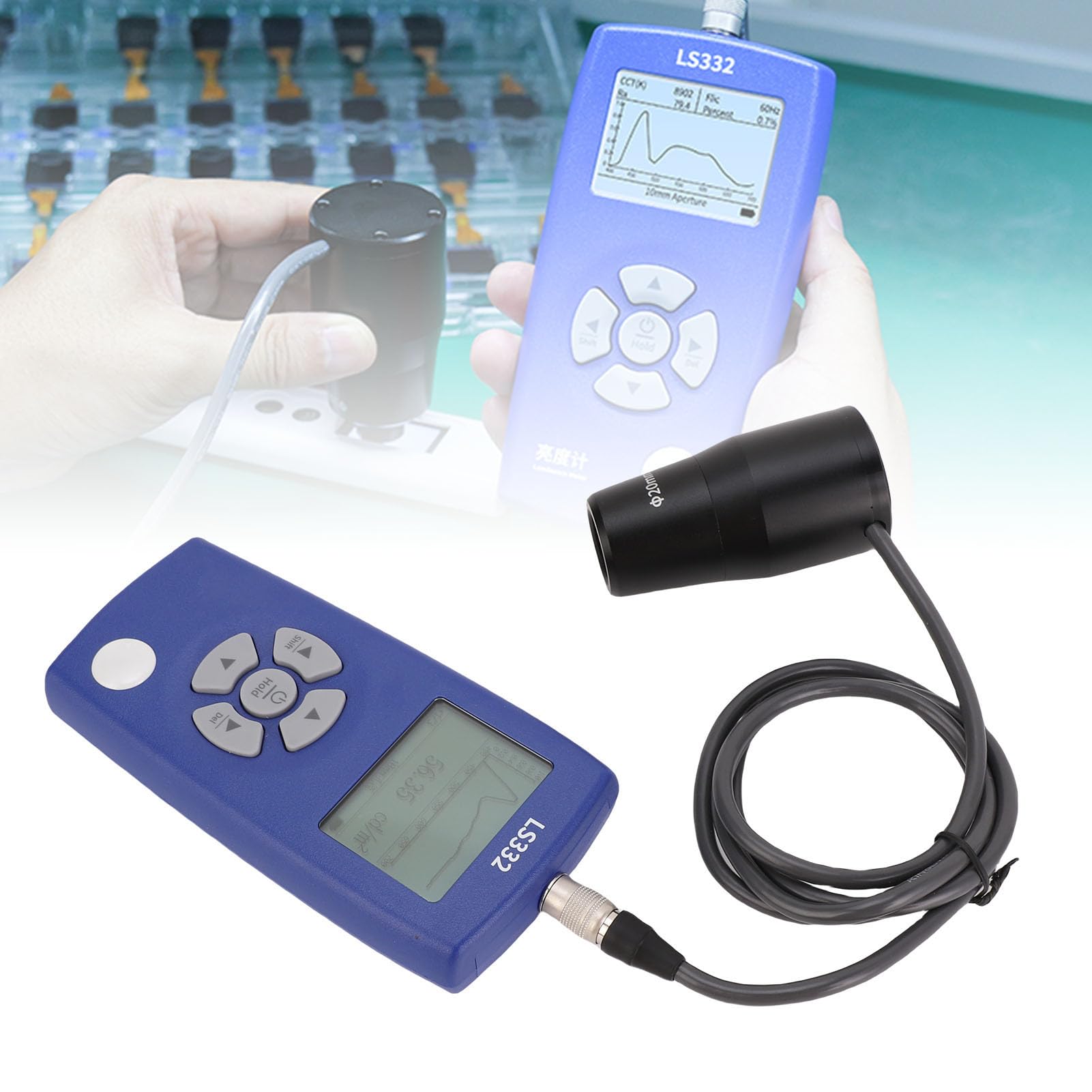 Medidor de luz Digital SustVita de 1 a 1.000.000 CD/m² con análisis de Curva de Espectro y sondas de 10 mm y 20 mm, el probador de Brillo Mide de 0 a 100 CRI para Pantallas HDR